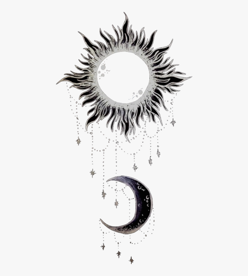 Tumblr Black And White Png - Sun And Moon Black And White, Transparent Png, Free Download