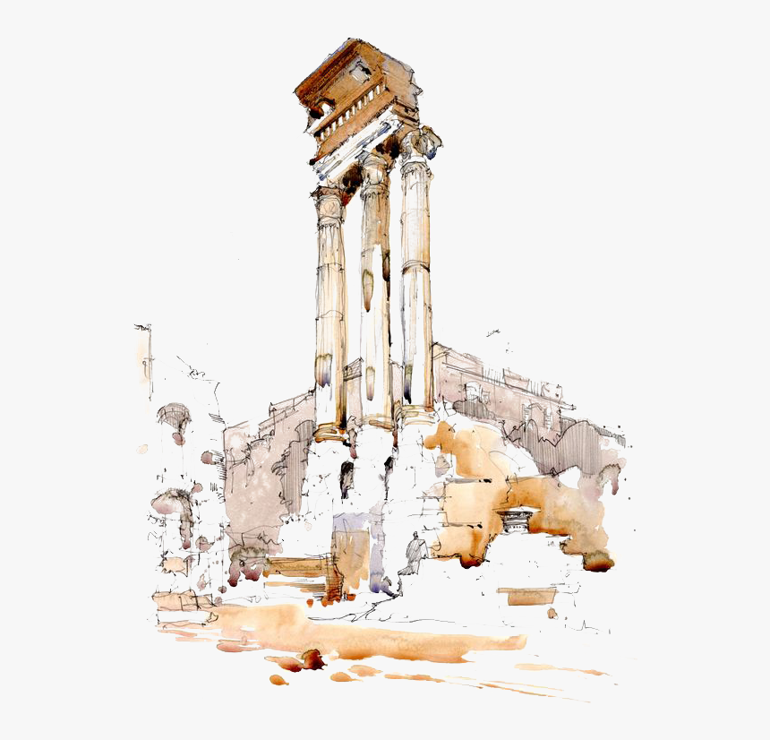 Postcard Drawing Urban Sketching - Watercolour Paintings Of Rome, HD Png Download, Free Download