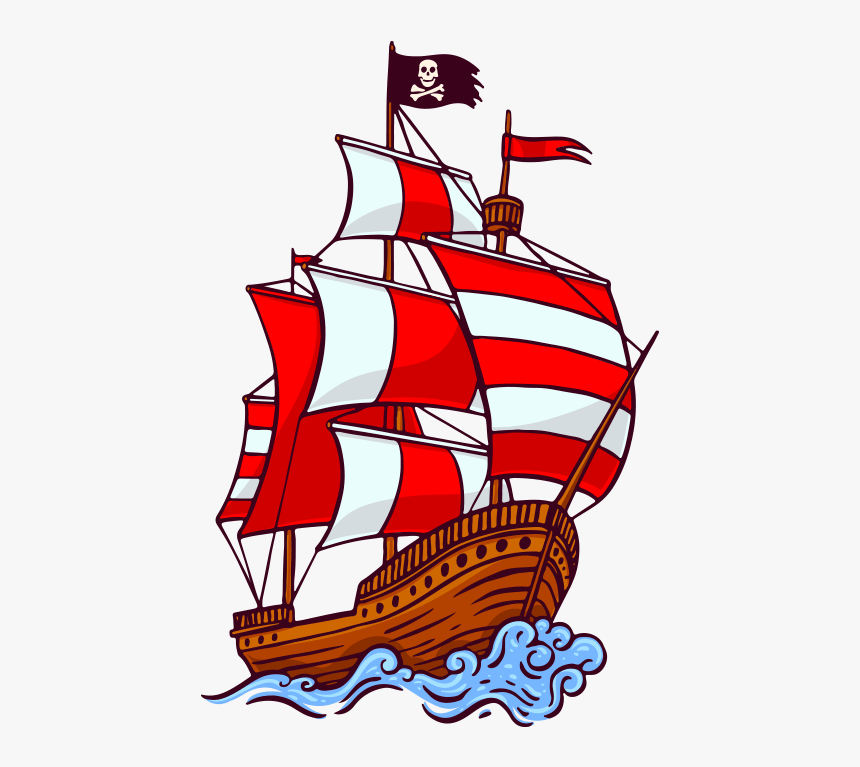 #ship #boat #flag #pirate #pirates #cartoon - Pirate Attributes, HD Png Download, Free Download