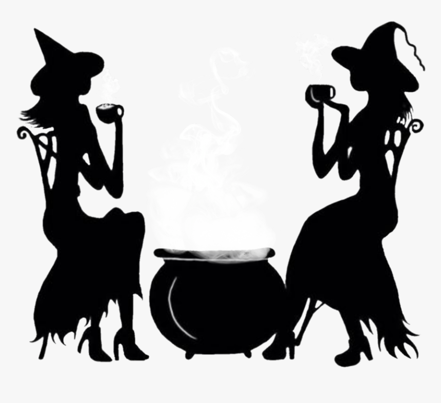 #witches #cauldron #black #silhouette - Witch With Cauldron Silhouette, HD Png Download, Free Download