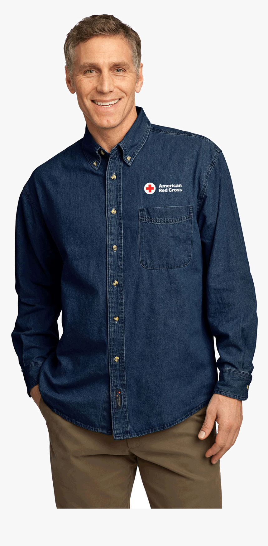 Port & Company Long Sleeve Value Denim Shirt Sp10, HD Png Download, Free Download