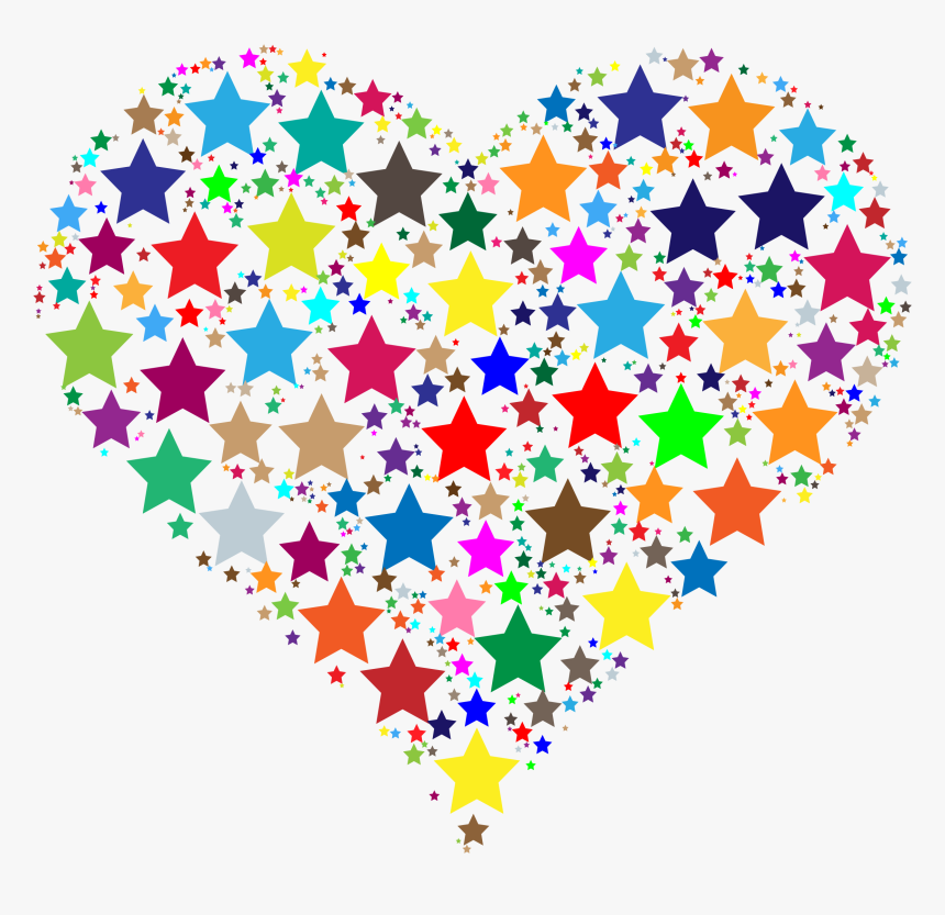 Colorful Heart Stars Clip Arts - Colorful Heart Clipart, HD Png Download, Free Download