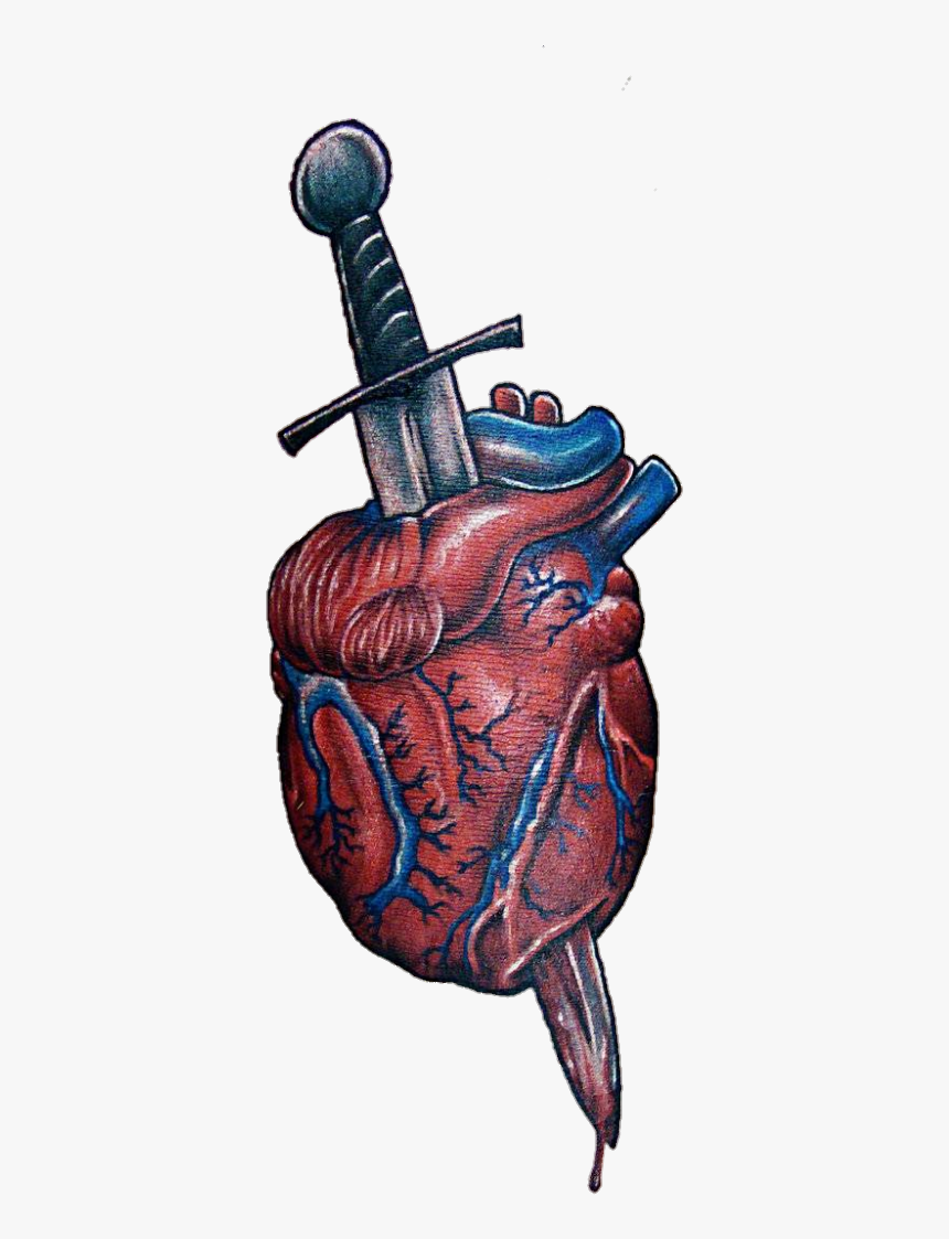 Cool Tattoo I Found On Pinterest 🔪❤ - Dagger Through A Heart, HD Png Download, Free Download