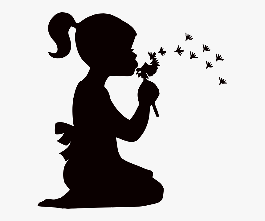 Dandelion Mural Art Wall Decal - Silhouette Of A Girl, HD Png Download, Free Download