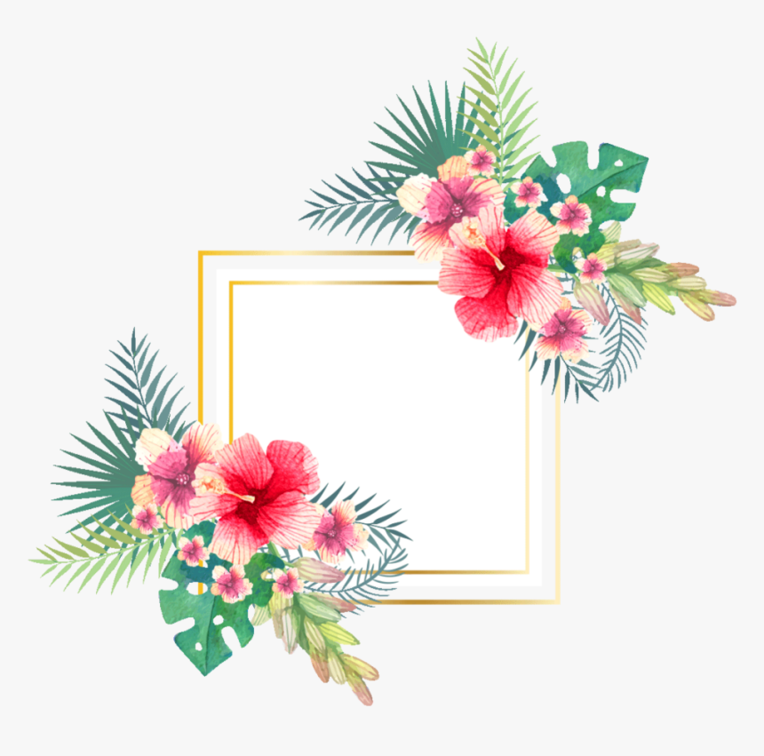 #ftestickers #flowers #tropical #background #frame - Frame With Tropical Background, HD Png Download, Free Download