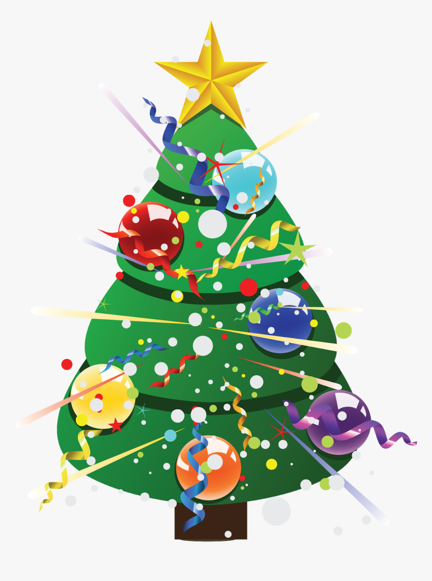 Decorated Christmas Tree Vector, HD Png Download, Free Download