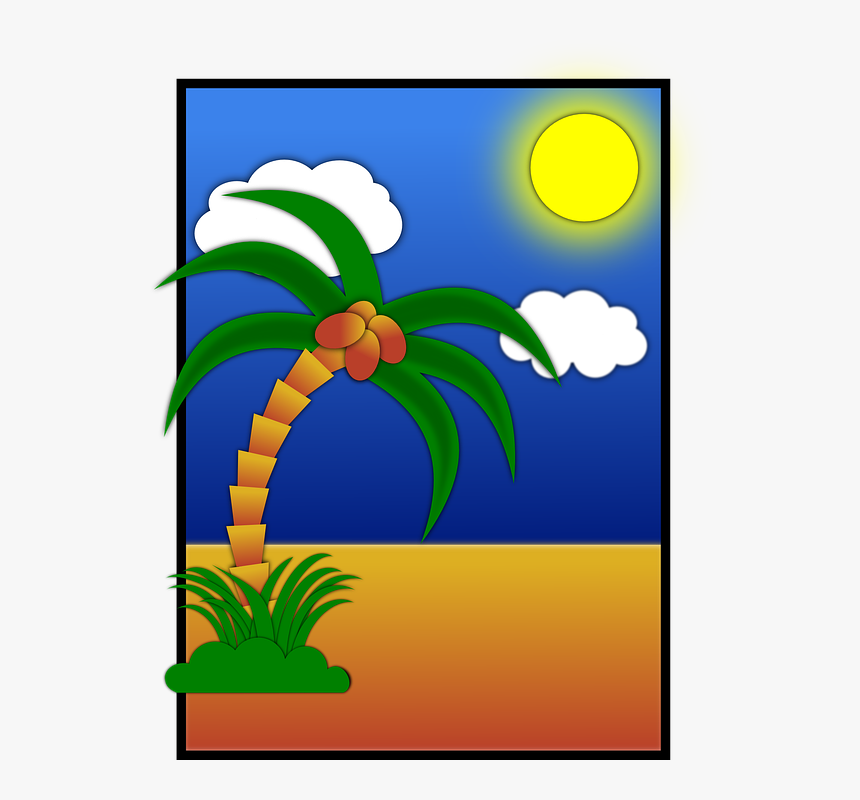 Tropical, Design, Background, Scene, Scenery, Evening - Nature Art Clipart, HD Png Download, Free Download