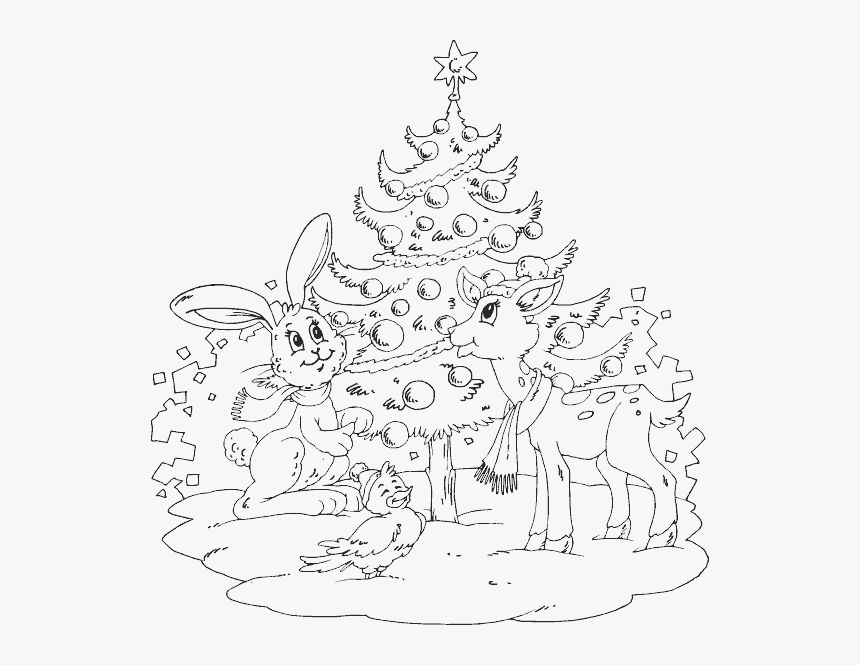 Christmas Animals Coloring Pages, HD Png Download, Free Download