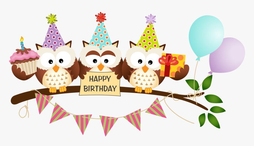 Vector Free Library Cartoon Owl Material - Cute Happy Birthday Sticker, HD Png Download, Free Download