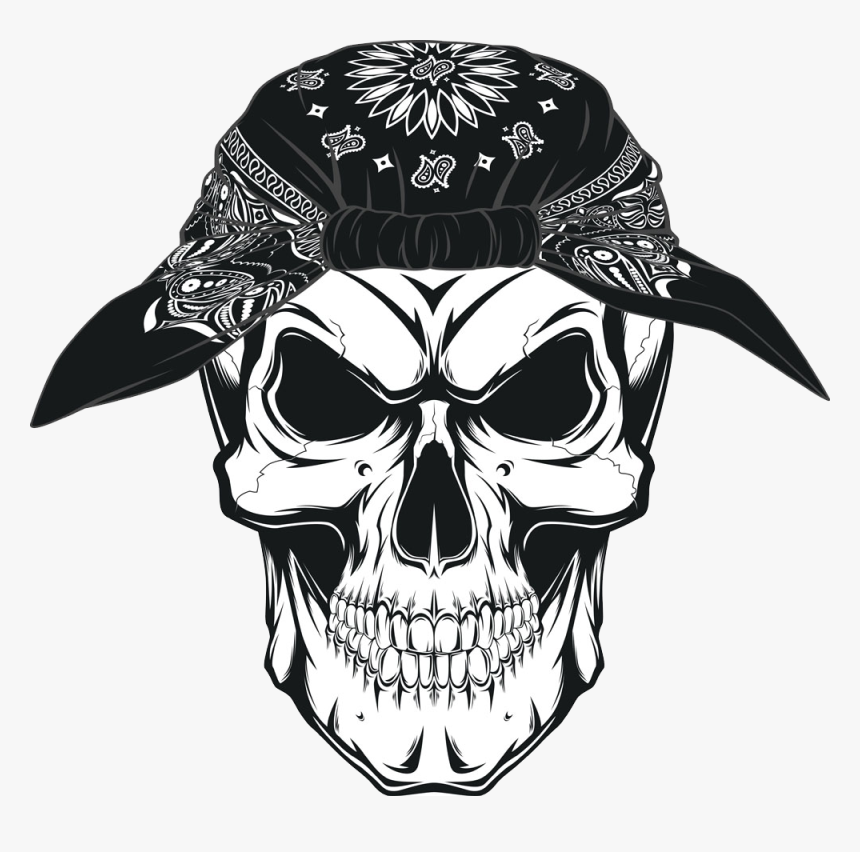 Feminine Skull With bandana Tattoo on Thigh