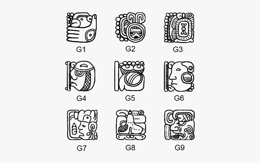 Lord Of The Nigh Glyphs - Mayan Lord Of Night Glyphs, HD Png Download, Free Download