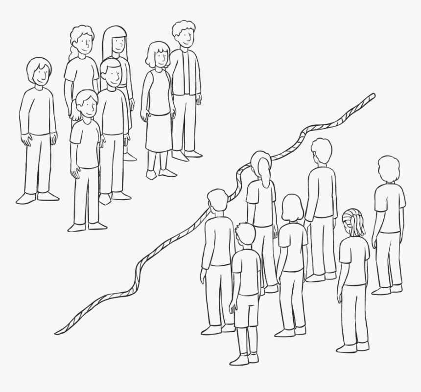 Two Groups Of People, Standing Either Side Of A Rope, - Drawing Of Group Of People, HD Png Download, Free Download