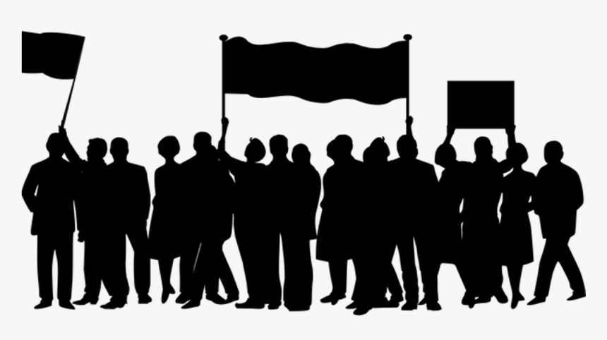 Silhouette Of Protesters Marching With Flags And Banners - Lot Of People Png, Transparent Png, Free Download