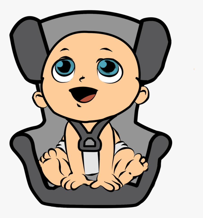 Seat Belt Library Car - Baby In Car Seat Cartoon, HD Png Download - kindpng