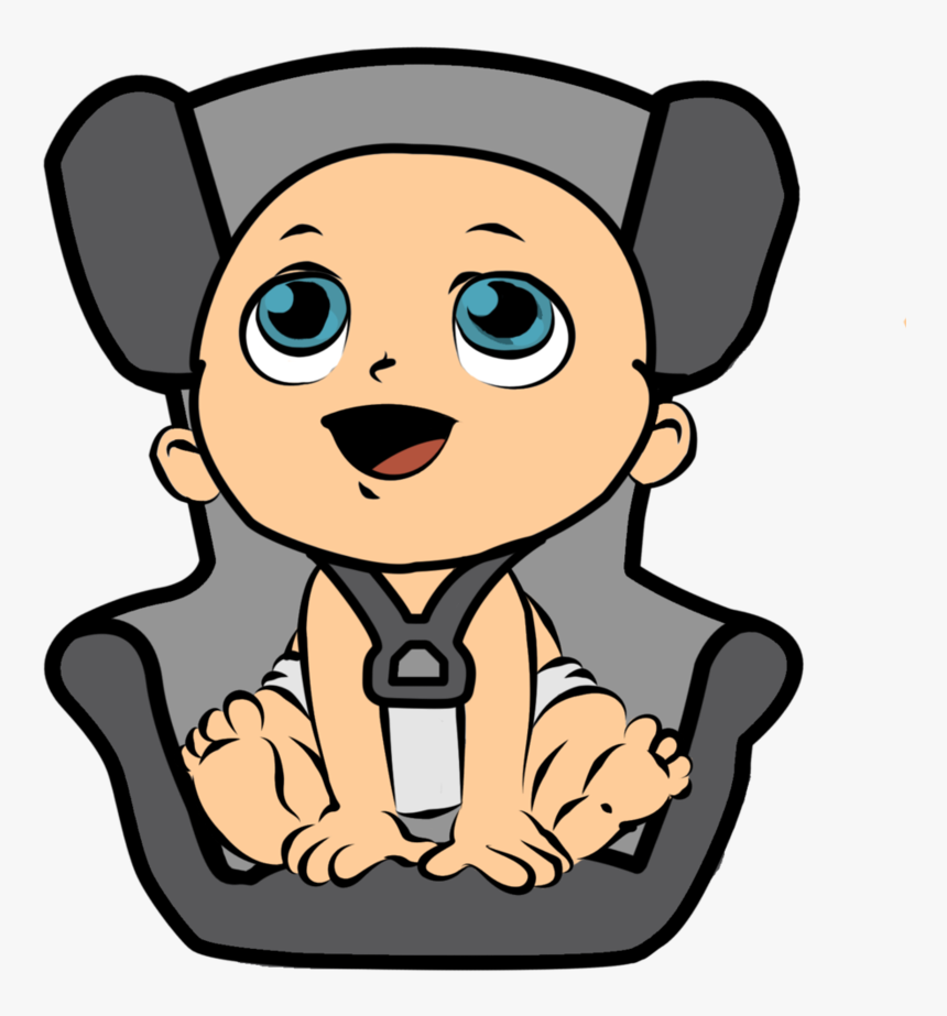 Seat Belt Library Car - Baby In Car Seat Cartoon, HD Png Download, Free Download