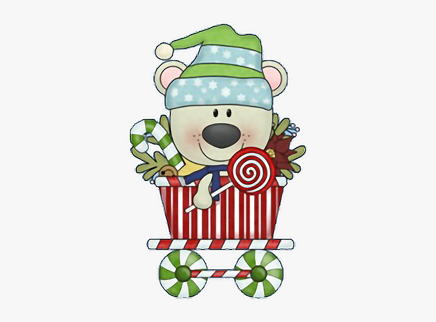 #christmas #bear #wagon #candy #freetoedit - Cartoon, HD Png Download, Free Download