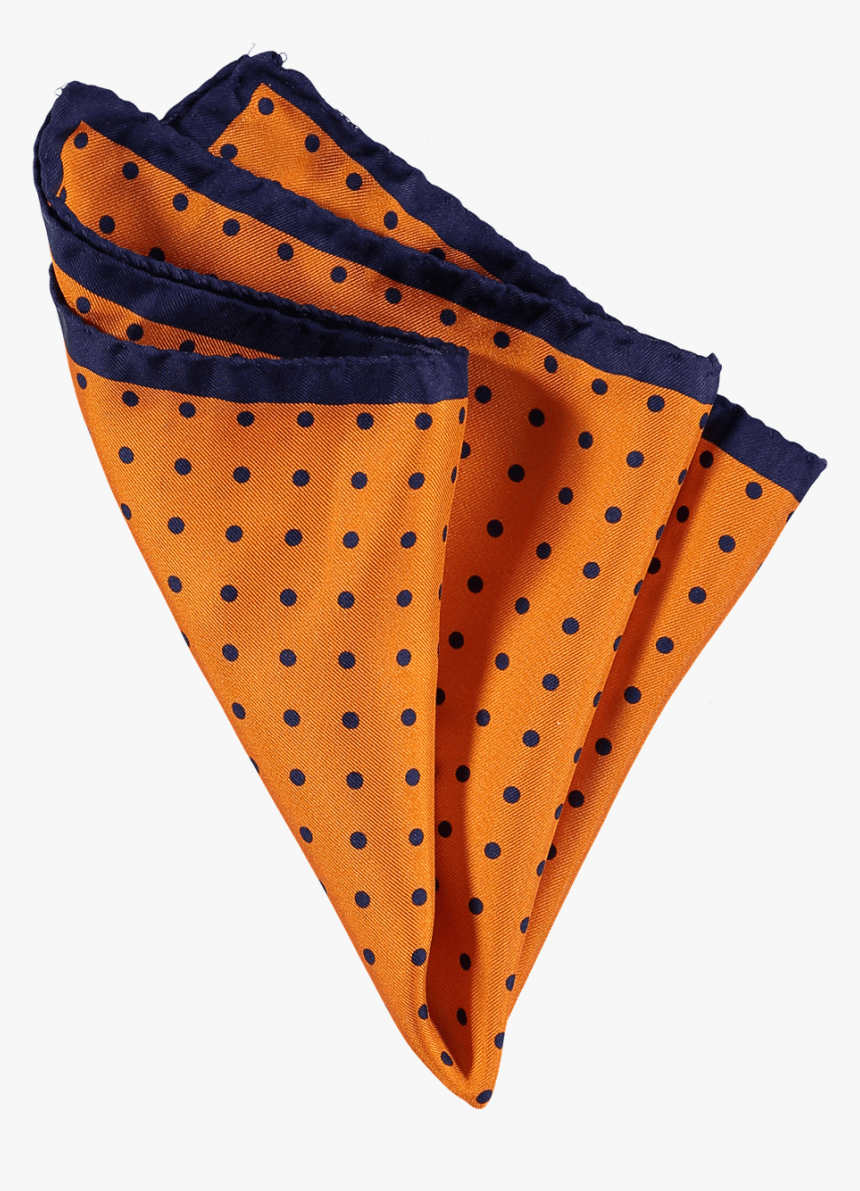 Menswear Accessories Silk Pocket Square Orange Navy - Polka Dot, HD Png Download, Free Download