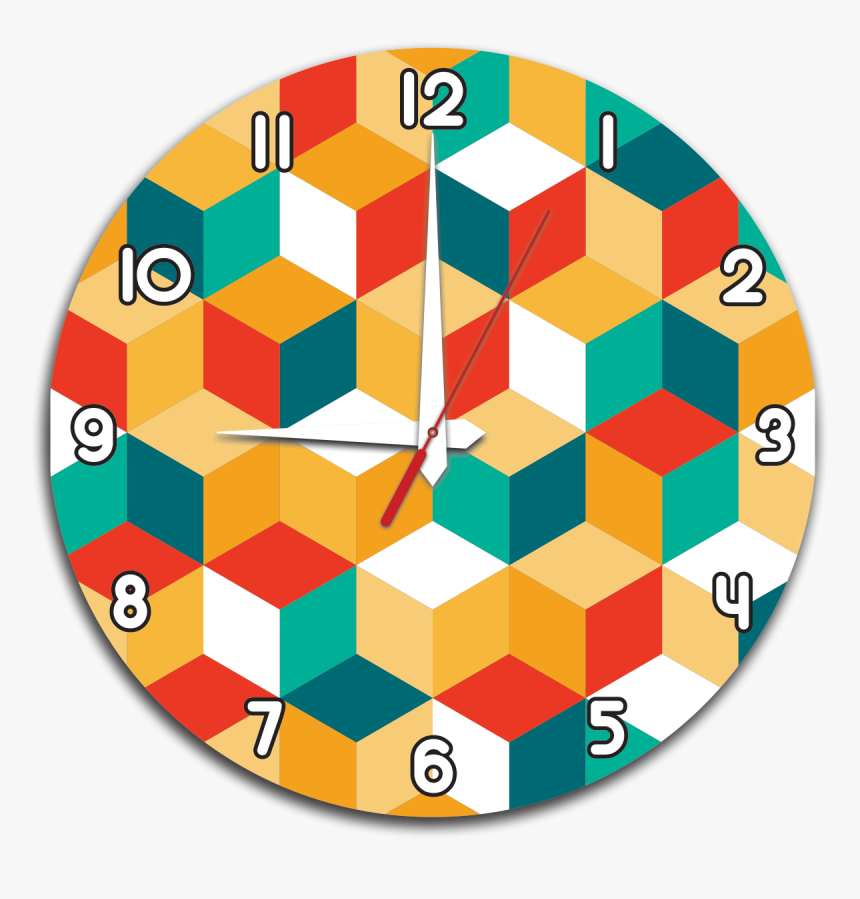 Round Wooden Wall Clock - Endless Cubes, HD Png Download, Free Download