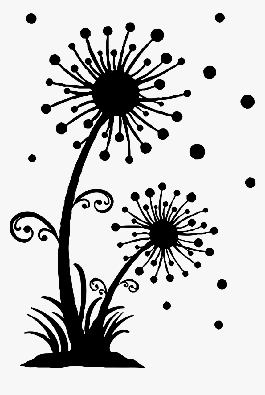 Dandelion Clipart Flower Side - Dandelion Clipart Black And White, HD Png Download, Free Download