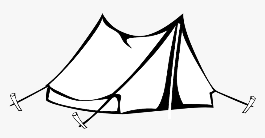 Camping, Tent, Drawing, Isolated, Campsite, Shelter - Tent Clipart Black And White, HD Png Download, Free Download