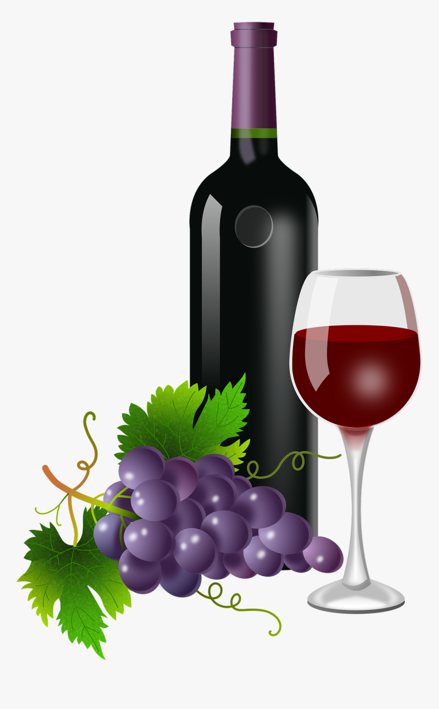 Transparent Glass Of Red Wine Png - Wine Bottle And Grapes Clipart, Png Download, Free Download