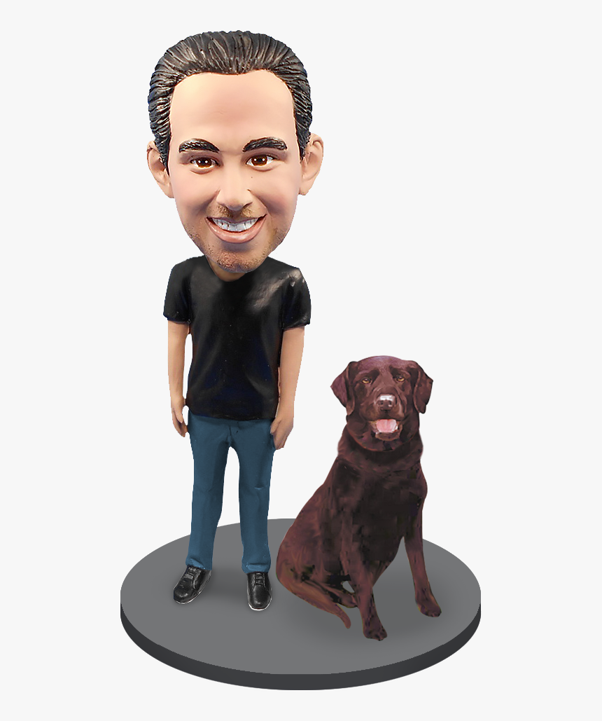 Custom Male With Custom Pet Dog Bobblehead - Labrador Retriever, HD Png Download, Free Download