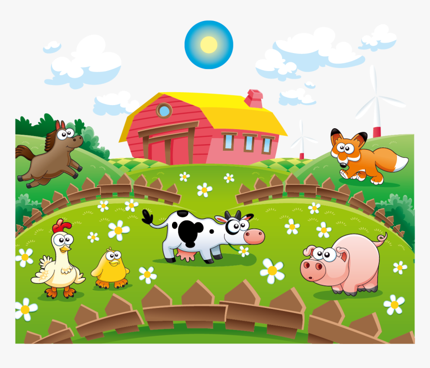 Clip Art Cattle Cartoon Illustration Animal - Animal Farm Clipart, HD Png Download - kindpng