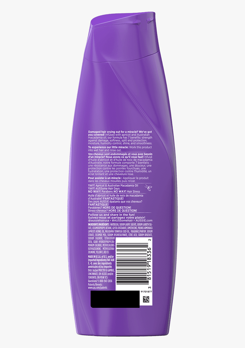 Aussie Miracle Moist Shampoo Ingredients, HD Png Download, Free Download