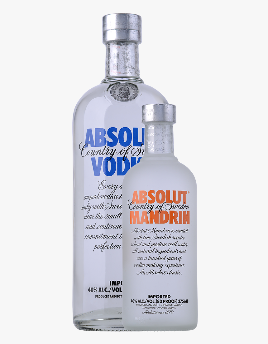 Absolut Vodka Twin Pack 1l With Free Absolut Mandarin - Absolut Vodka, HD Png Download, Free Download