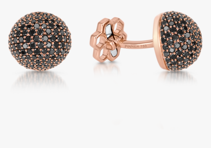Sphere Cufflinks With Black Diamonds - Black Gold And Diamond Cufflinks, HD Png Download, Free Download