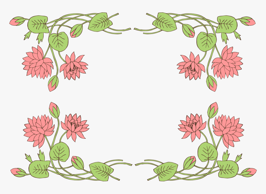 Lily Pad Lotus Flower Borderclip Art Image - Lotus Flower Frame Png, Transparent Png, Free Download