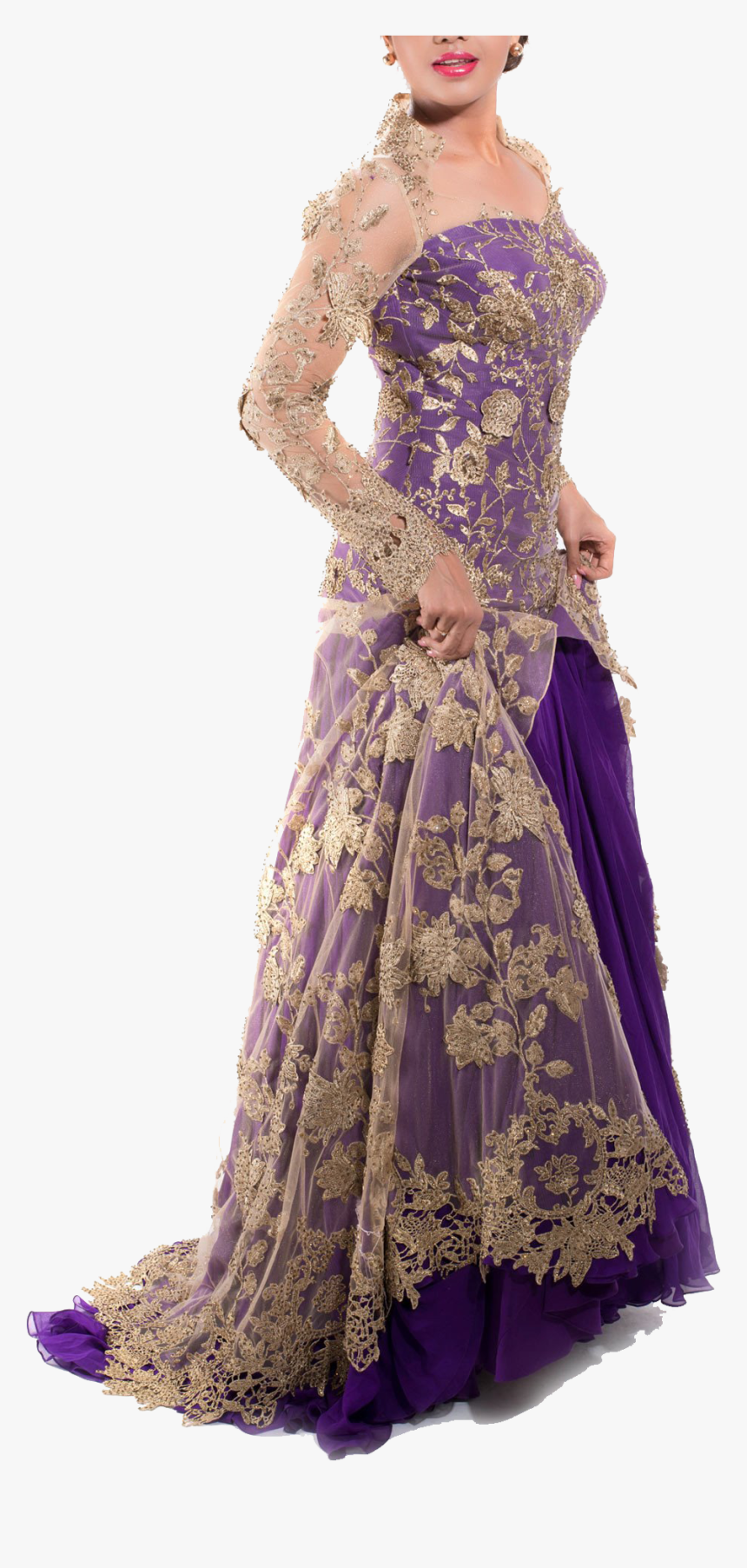 Purple & Gold Bridal Gown , Png Download - Purple And Gold Evening Gowns, Transparent Png, Free Download