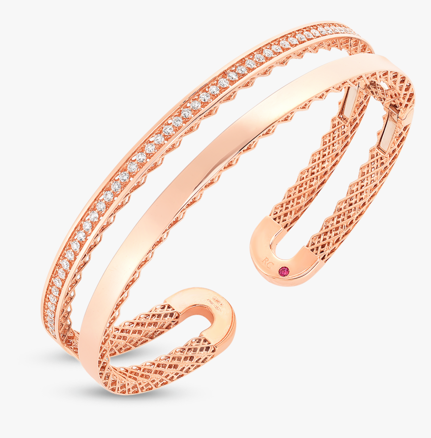 Double Symphony Golden Gate 18k Rose Gold Diamond Bangle - Chain, HD Png Download, Free Download