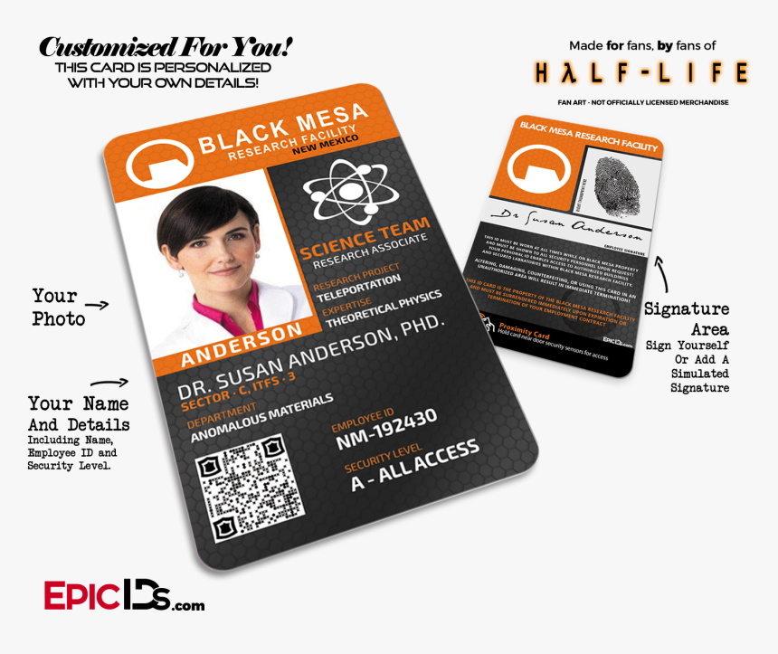 Black Mesa Research Facility "half Life - Pokemon Player Id Card, HD Png Download, Free Download