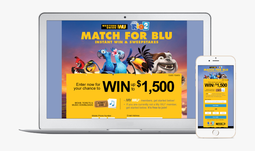 Western Union/rio 2 Sweepstakes Game - Mobile Phone, HD Png Download, Free Download