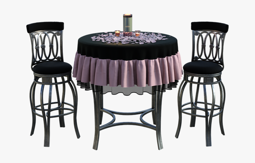 Table, Chairs, Dinner, Valentines, Candles, Petals - Bar Stool, HD Png Download, Free Download