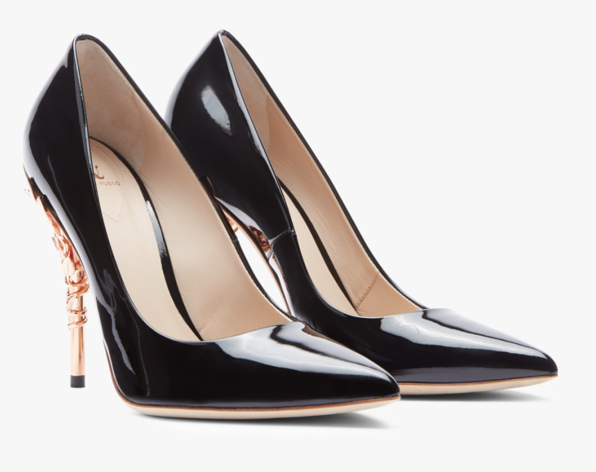 Black Patent Leather With Rose Gold Leaves"data Src="//cdn - Basic Pump, HD Png Download, Free Download