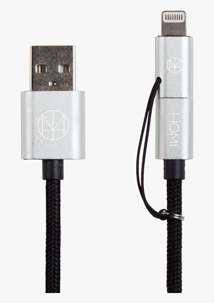 Lightning 2 Way Micro Usb To Usb Cable Sliver - Usb Cable, HD Png Download, Free Download