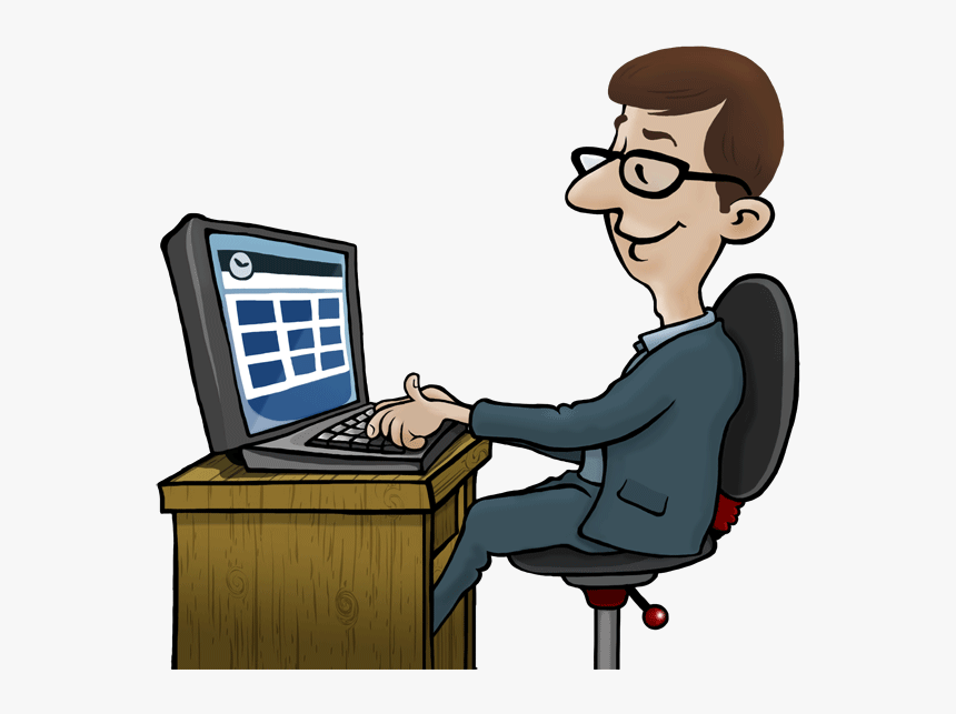 Manager - Employee On Computer Clipart, HD Png Download, Free Download
