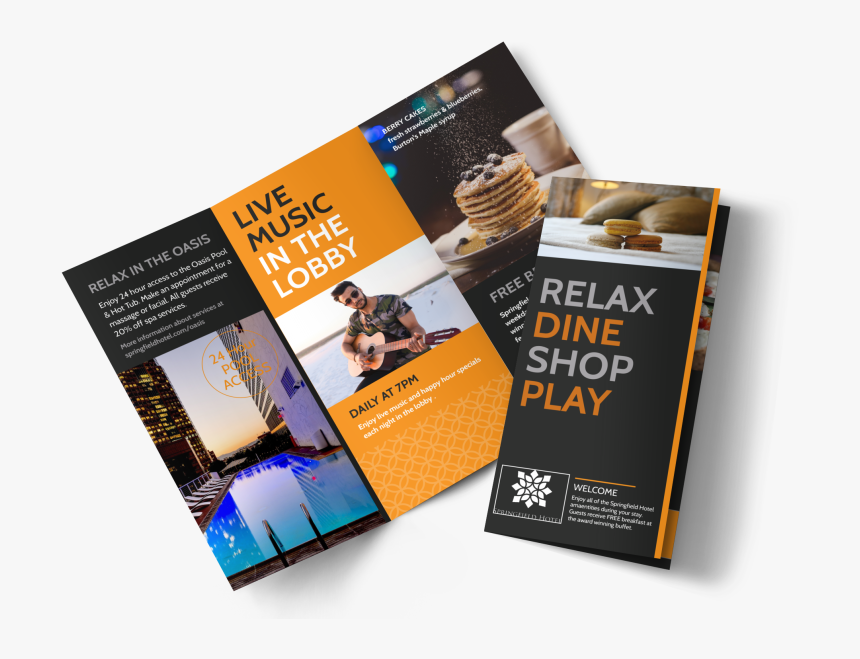 Hotel Showcasing Amenities Tri-fold Brochure Template - Flyer, HD Png Download, Free Download