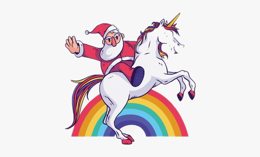 Santa On Unicorn Transparent Background - Unicorn Santa, HD Png Download, Free Download