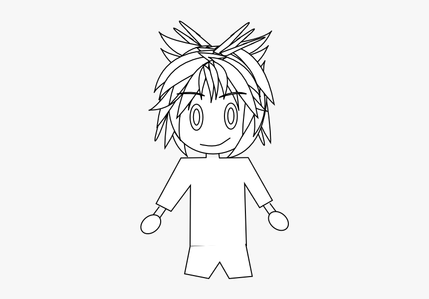 Anime Character Art 20 Black White Line Art 555px - Illustration, HD Png Download, Free Download