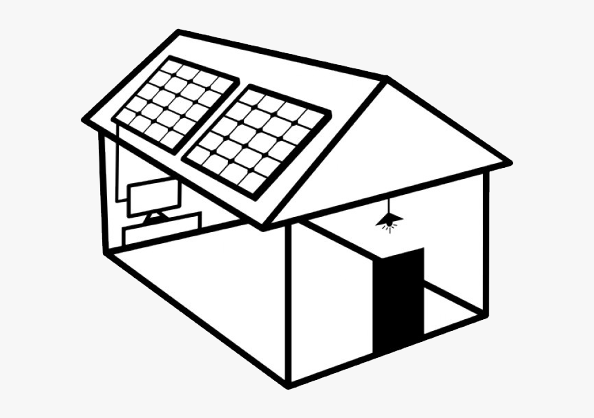 Casas Con Paneles Solares Para Colorear Clipart , Png - Solar Panel On Roof Drawing, Transparent Png, Free Download