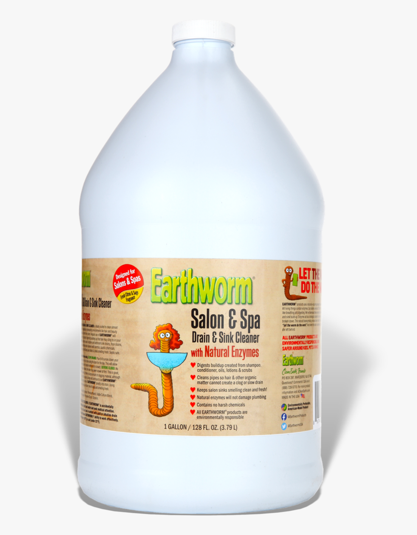 Earthworm® Salon & Spa Drain & Sink Cleaner - Plastic Bottle, HD Png Download, Free Download