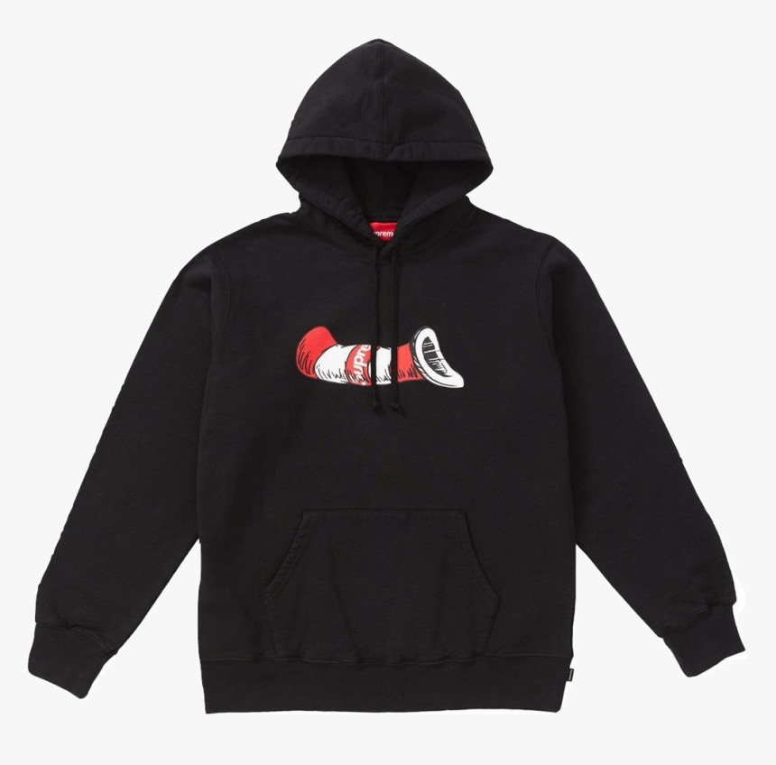 Supreme Cat In The Hat Hooded Sweatshirt Black, HD Png Download, Free Download