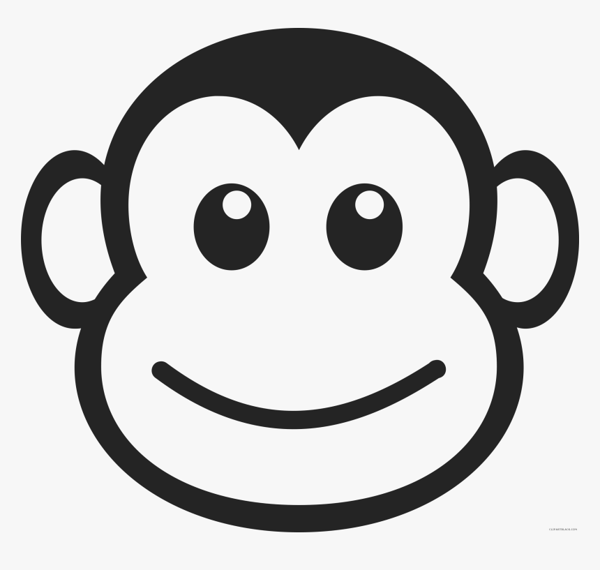 Monkey Face Animal Free Black White Clipart Images, HD Png Download, Free Download