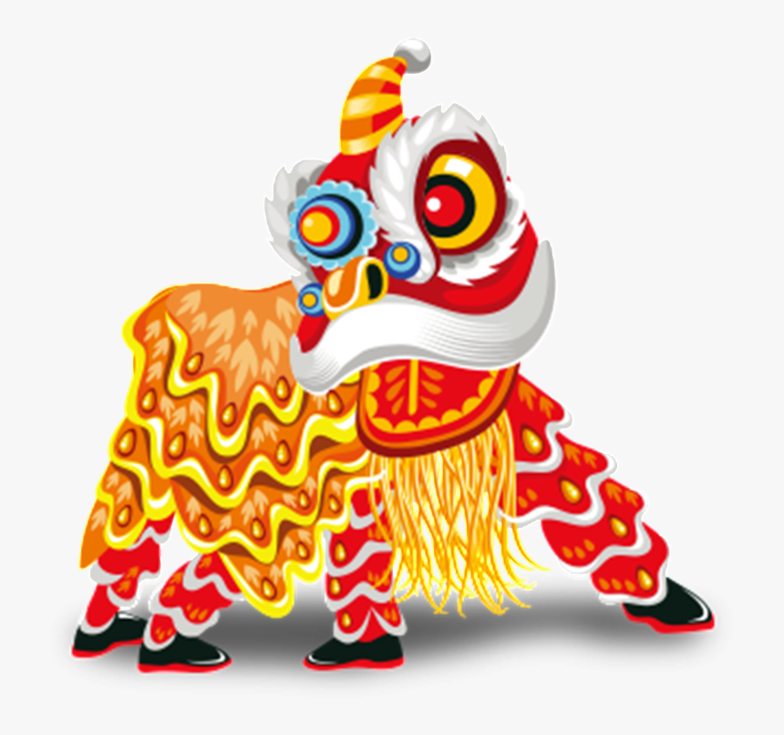 Hand Painted Flat Festive Lion Dance Png - Chinese Lion Dance Vector, Transparent Png, Free Download