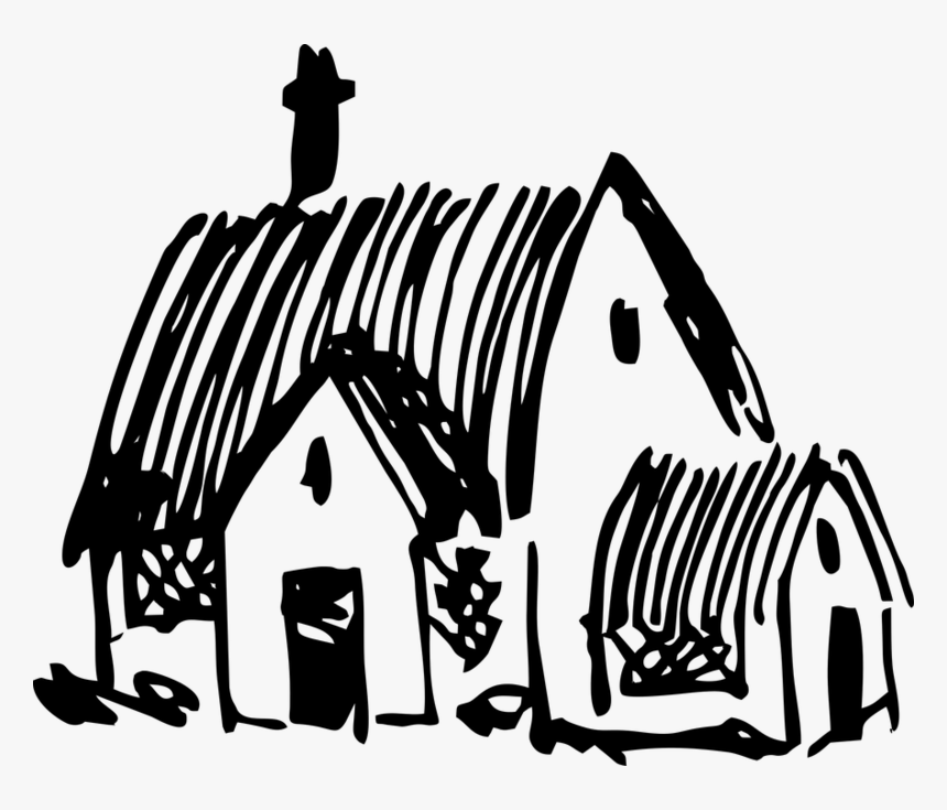 Transparent Black House Png - Village Home Black And White Clipart, Png Download, Free Download