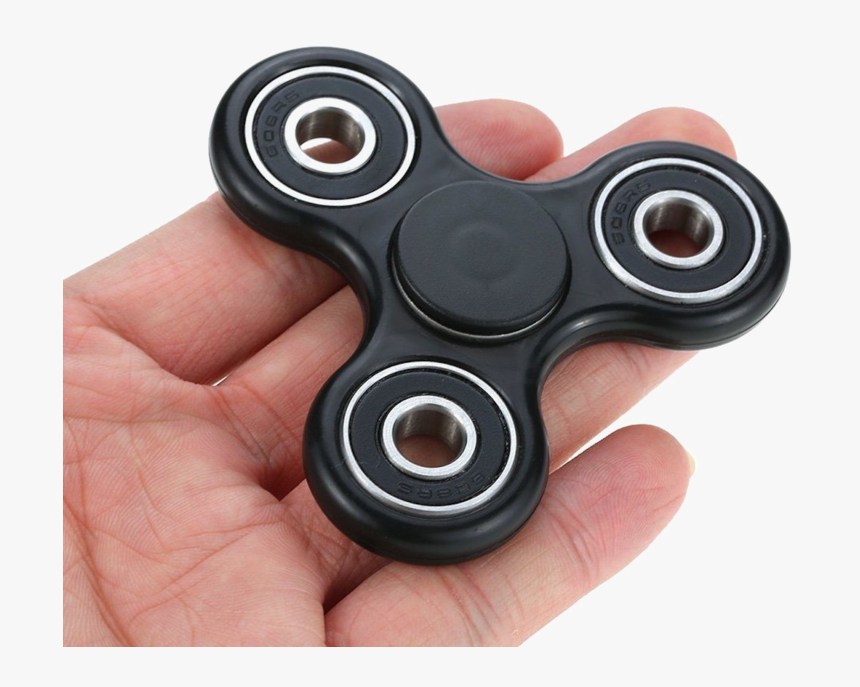 Black Fidget Spinner Transparent Background - Fidget Spinner On Hand, HD Png Download, Free Download