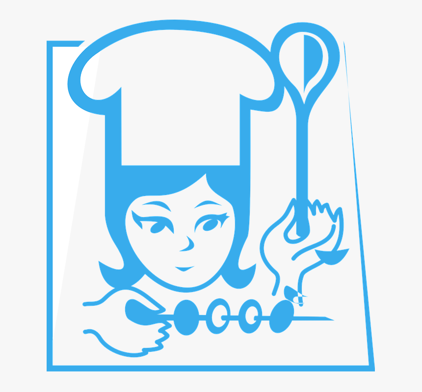 Chef, Female, Cook, Spoon, Shashlik, Concentration - Chef Woman Vector Black, HD Png Download, Free Download